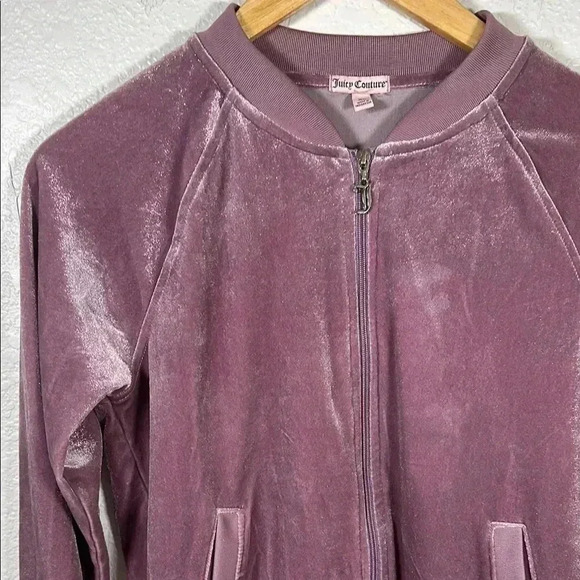 Juicy Contour Velvet Zip-Up Jacket in Mauve XS - Picture 2 of 4